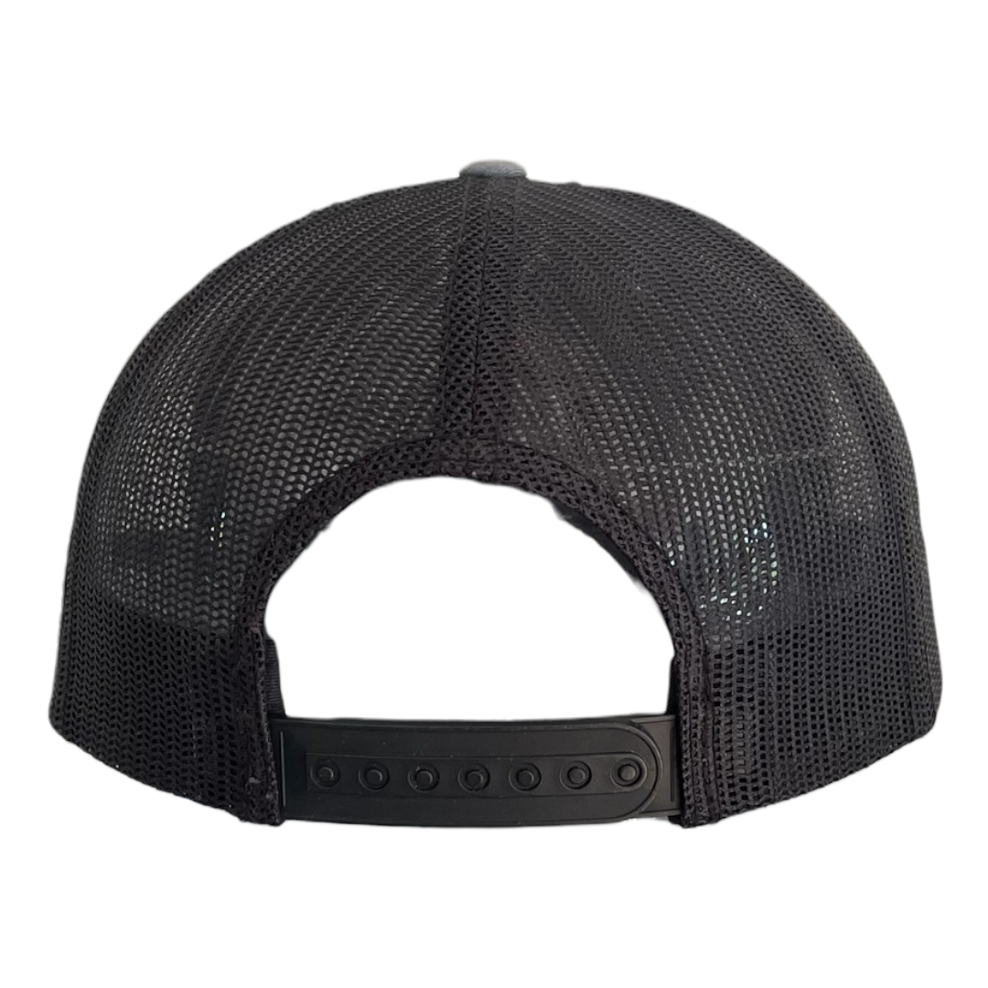 Leather patch deer trucker cap