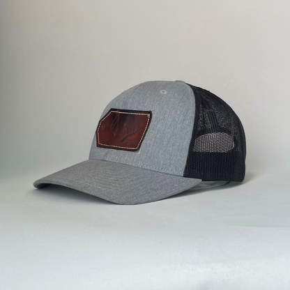 Deer leather patch cap grey/black