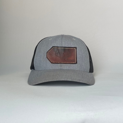 Deer leather patch cap grey/black