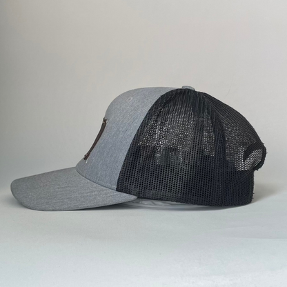 Deer leather patch cap grey/black