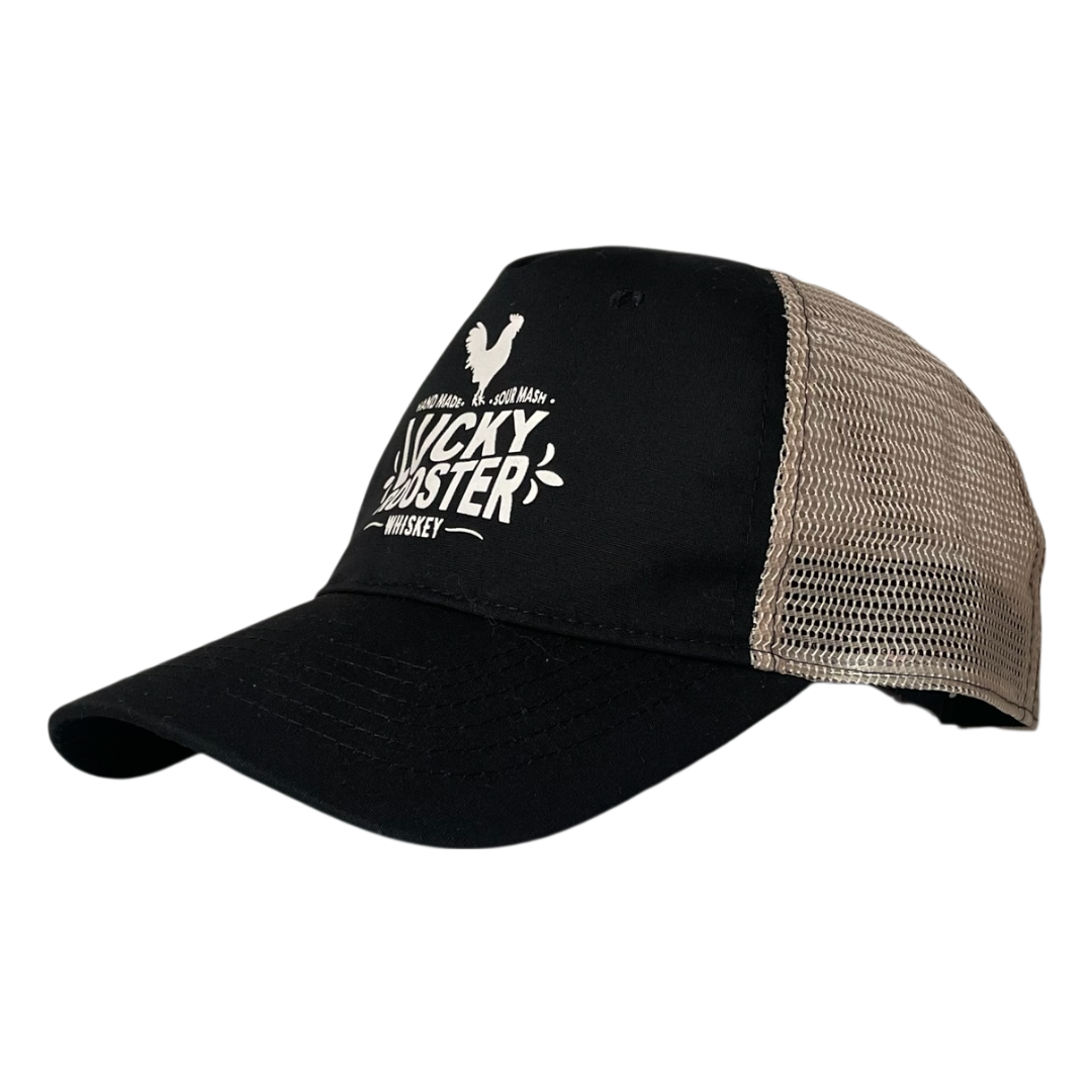 Lucky rooster Whiskey trucker cap
