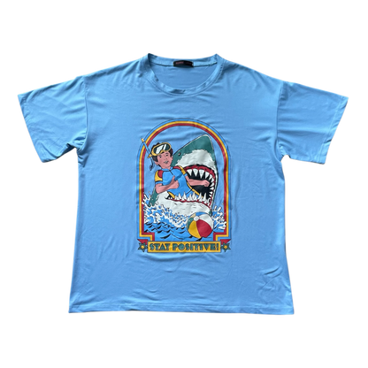 Vintage stay positive t shirt lightblue