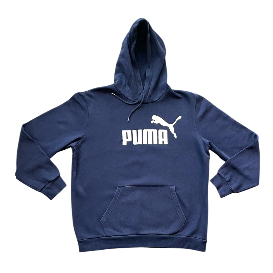 Vintage puma logo hoodie navy Large