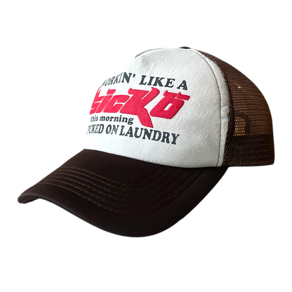Vintage sicko trucker cap brown