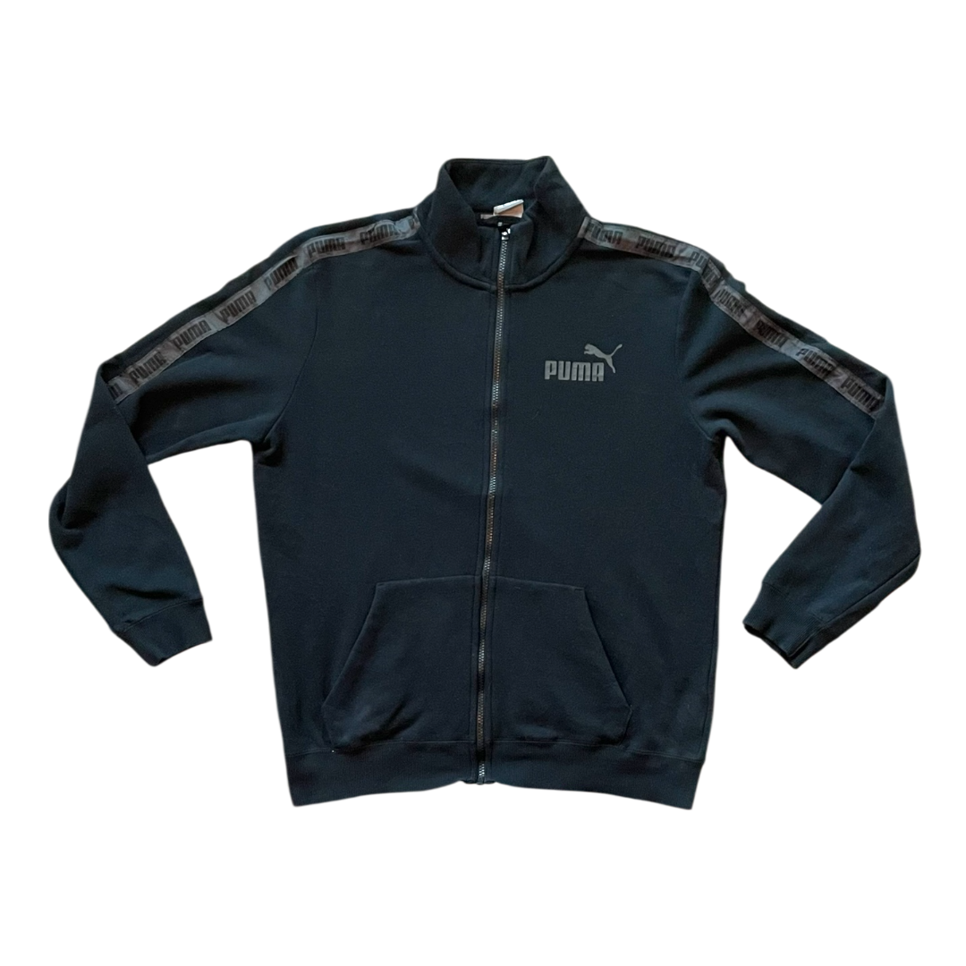 Puma left chest logo zip up vest black medium