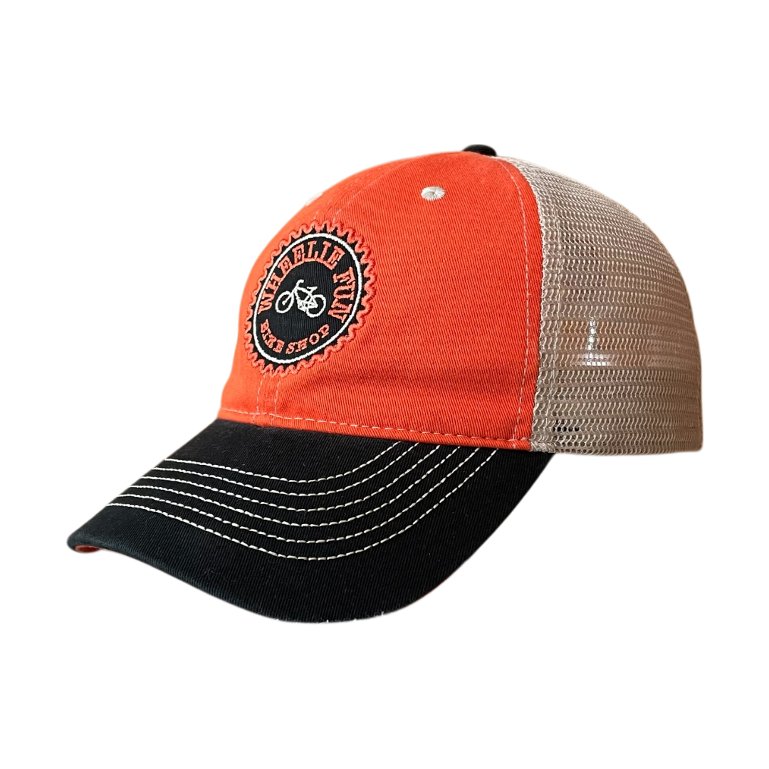 Vintage wheelie fun bikeshop cap orange/black