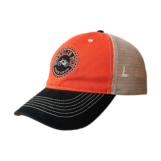 Vintage wheelie fun bikeshop cap orange/black