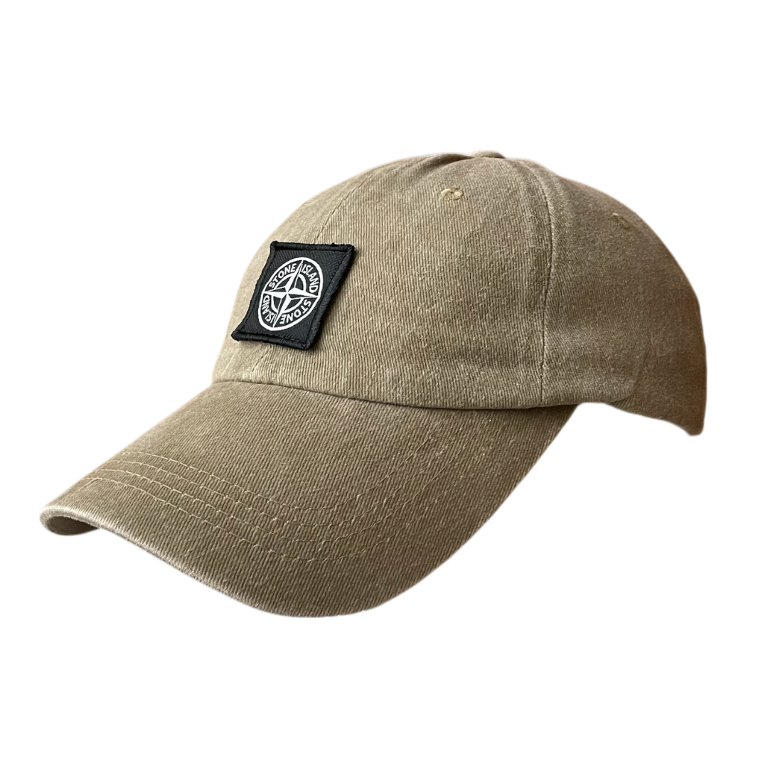 Stone island patch logo brown cap