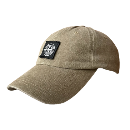 Stone island patch logo brown cap