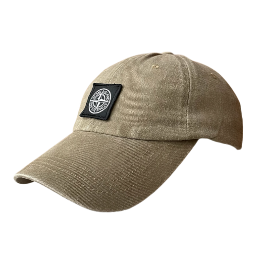 Stone island patch logo brown cap