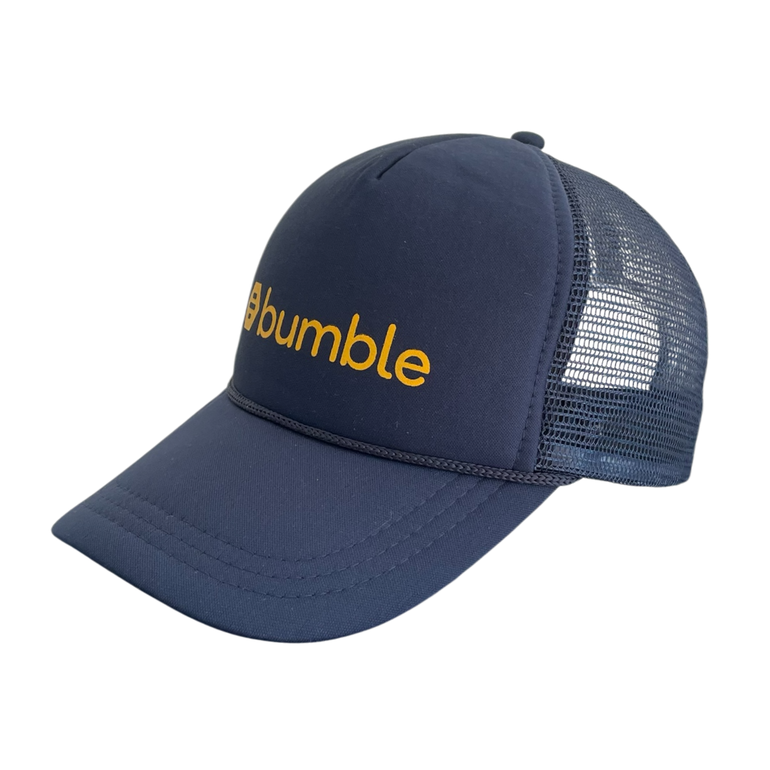 Vintage Bumble logo trucker cap blue