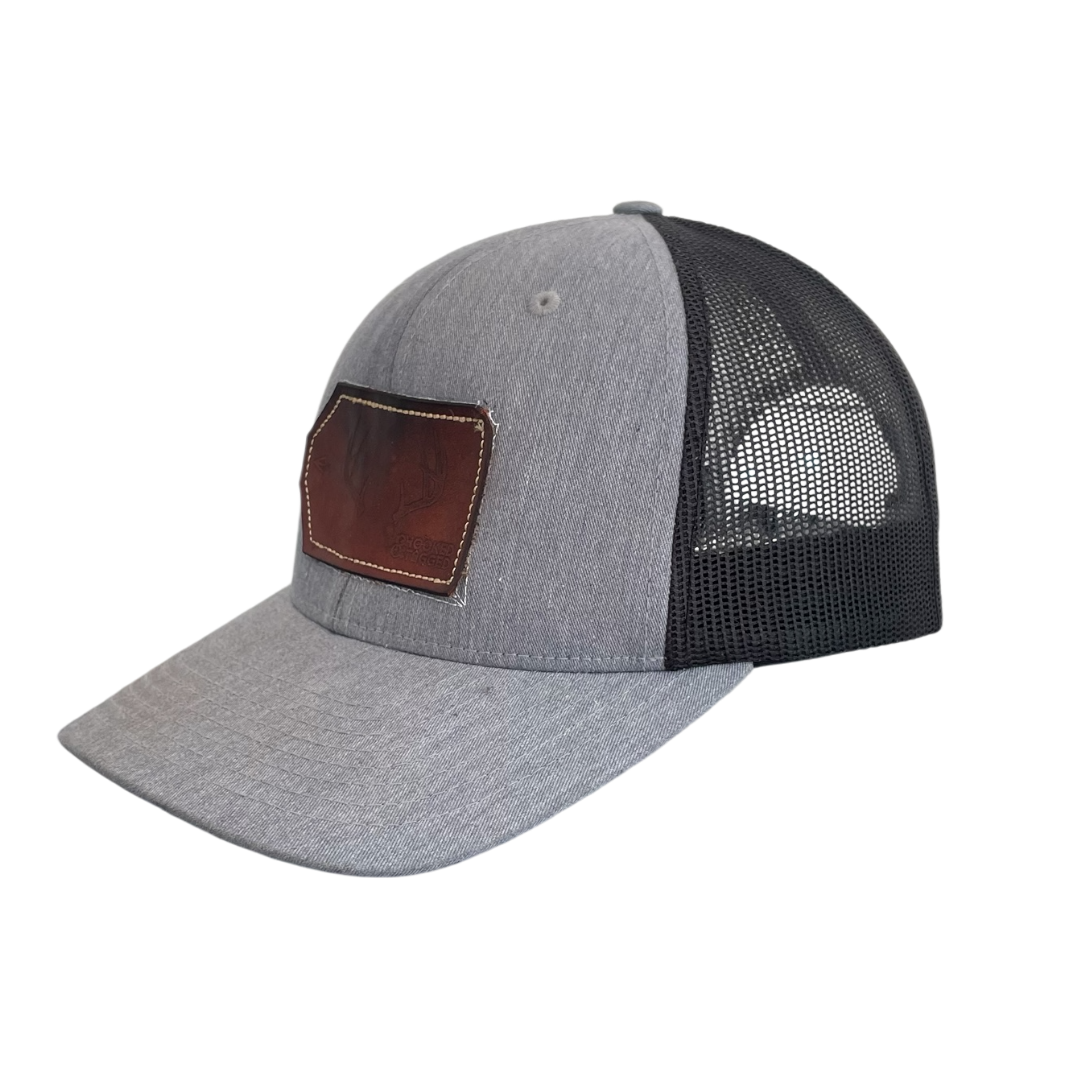 Vintage Leather patch deer trucker cap black