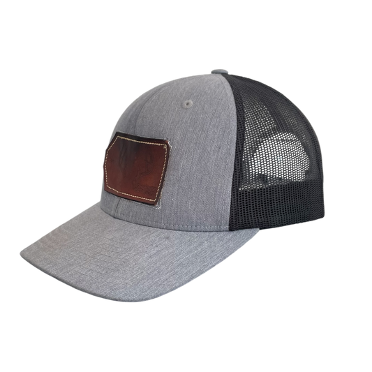 Vintage Leather patch deer trucker cap black