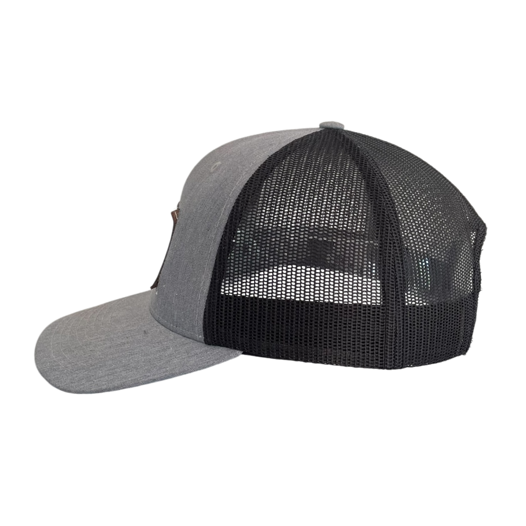 Leather patch deer trucker cap
